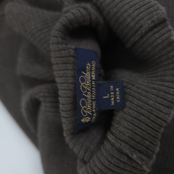 Brooks Brothers Ribbed Sweater Mens L Brown Mock Neck Extra Fine Merino Wool - Picture 7 of 8
